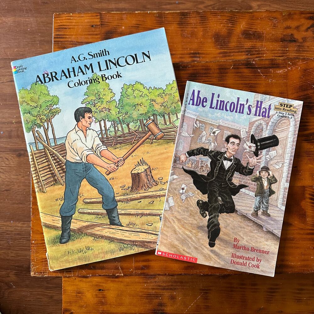 Vintage Abraham Lincoln Bundle of 2 Paperback Book & Coloring Book